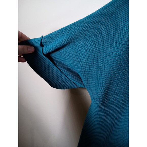 Faith & Zoe Acrylic Cotton Cardigan Teal Blue Long Drape Open Front Plus Size 1X - Picture 5 of 7